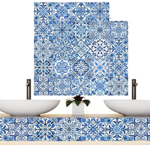 Carrelage Mosaïque Adhésif - 24 Pièces Autocollant Carreaux De Ciment, Carreaux Imperméables À Décoller Et À Coller | Autocollants Muraux Adhésifs Carrelage Salle Bain, Décoration Pour Mu Salle Bain