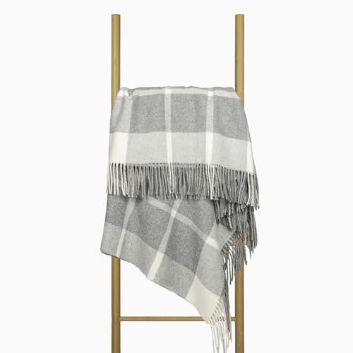 Couverture en Laine Mérinos 140x200 avec 10% Cachemire – Plaid en Laine Merinos Chaud et Léger pour Lit, Adapté pour Hiver et Été, Jeté Élégant avec Franges – Nostra Andora