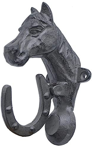 SGKOMN Door Knocker Front Door Antique Wall Art Decorative Rustic Horse Knock for Front, Cast Iron Metal Gate Handle with Mounting Screws, Garden/Barn Wall Decor