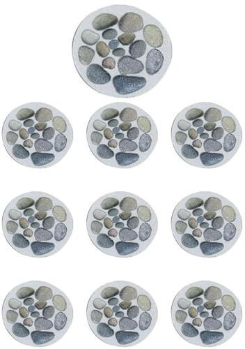 QLEUIFT Lot de 10 Grands Autocollants antidérapants pour Baignoire et Douche, Diamètre 15CM, Modèle de Pierre simulé
