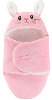 Asudaro Neugeborene Wickeldecke Schlafsack,Winter Dick Fleece Schlafsäcke,Säugling Gestrickte Wrap Weich Dicke Fleece Warm,Baby Schlafsack,Pucksack Baby,Unisex Neugeborene Schlafsack(Rosa)
