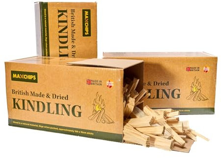 3 Boxes of Maxchips Kindling Wood, Kiln Dried. Great for Stoves, Open Fires, Multi Fuel Stove, Chiminea, Fire Pits and Pizza Ovens. Delivery Included.