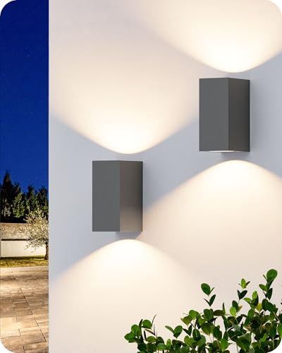 EDISHINE Utomhus vägglampa för inomhusbruk med, IP44 vattentät, utomhusväggbelysning för uteplats, garage, terrass, trädgård, glödlampa ingår inte, set om 1, mörkgrå