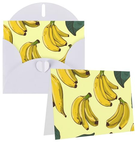FHEDVBN Grußkarten-Set mit Bananen-Druck, blanko, 10,2 x 15,2 cm, Geburtstagskarten, Hochzeitskarten, Trauerkarten, Dankeskarten, Notizkarten mit Umschlägen für alle Anlässe