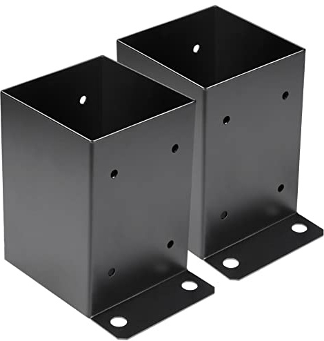 2er Set Aufschraubhülse 100 x100mm Vierkantholzpfosten, Pfosten Bodenhülse Zaunträger Hülse Bodenplatte Pfostenträger