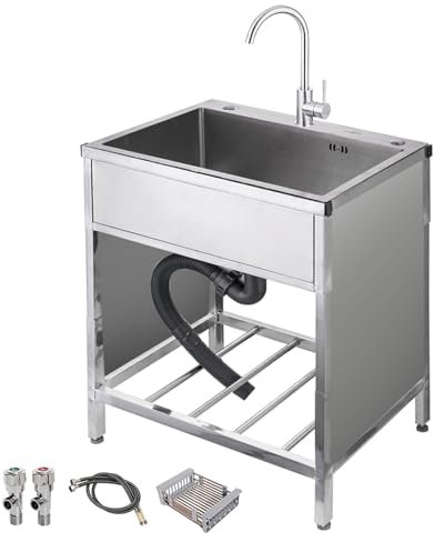 Lavello da esterno mobile lavello cucina Lavandino da esterno a libera installazione, Lavatoio da Campeggio con Rubinetto Lavandino Multifunzionale