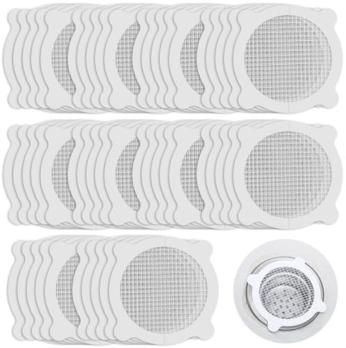 Hurifeng 50 Stück Haarsieb Dusche Aufkleber - Effektiver Abflussschutz Praktisches Haarsieb für Dusche und Bad - Weiß Faserige Abflusssiebe； Ideal für Badezimmer und Küche