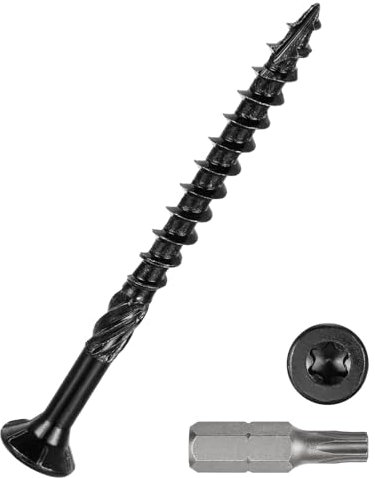 DTGN #10x2-1/2 Deck Screws - 50Pack - Good for Decks, Fences, Frames, Farms, Outdoor Furniture - Carbon Steel Wood Screws Decking Screws Epoxy Coated W/ T25 Torx Star Drive Bit - Black