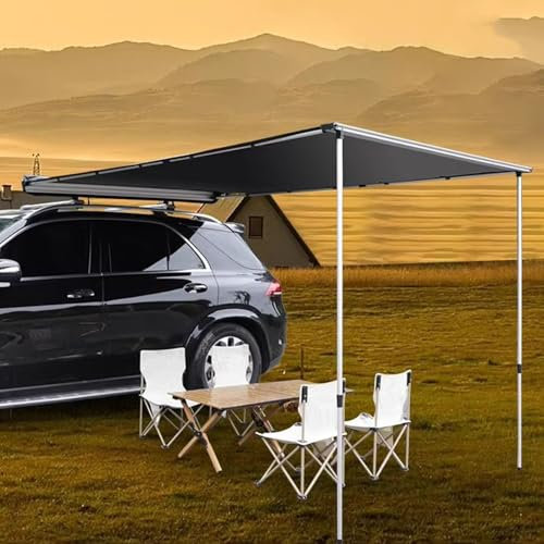 Caravan Sun Canopy,Roof Rack Pull-Out Sun Shade Coverage PU3000mm UV50+ Retractable Weatherproof Car Side Awning For SUV/Truck/Van,For Camping Overland,with Waterproof Storage Bag(180X300cm/5.9X9.8ft)