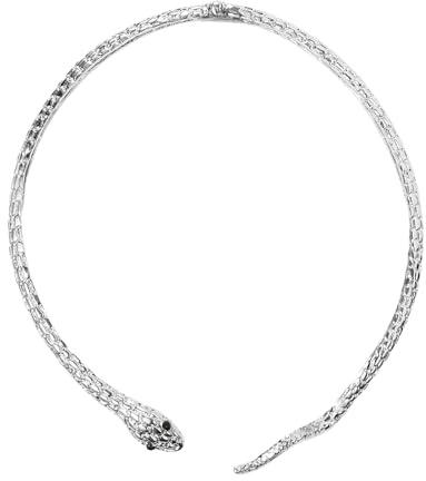 Cupimatch Schlange Halskette Zirkonia Damen: Exquisite Flexibel Biegbar Schlangenkette aus Edelstahl Elegante Verstellbare Halsband Medusa Schmuck Geschenke für Frauen Mädchen Freundin, Gold/Silber