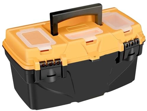CYMMIYT Caisse à Outils Vide Boîte à Outils de quincaillerie 12/15 Pouces, Valise combinée épaisse en Plastique, boîte de Rangement for perceuse électrique for électricien et Charpentier(15 inch)