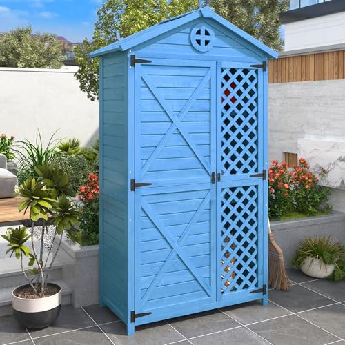 Mobili da giardino in legno blu, casetta degli attrezzi, terrazza, resistenti alle intemperie, non sbiadisce, manutenzione facile, ecologica, sicura