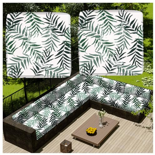 1/2/4 Pcs Patio Cushion Covers Waterproof – Outdoor Rattan Furniture Cushion Replacement Slipcovers with Zipper for L-Shaped Garden Sofa or Corner Couch (Flower 3,60x60cm 2 pcs)