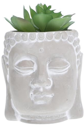 UPKOCH Kleiner Buddha Gartenfigur Aus Zement Outdoor Buddha Statue Für Innenhof Mit Kunstgrün Für Terrasse Und Balkon Für Garten Und Wohnraum