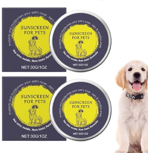Hund Sonnenschutzmittel, 2er-Pack LSF 50 Sonnenschutzbalsam für Haustiere, Sanfte Natürliche Sonnenschutz, Schnell Einziehender Hundenasenbalsam, Feuchtigkeitsspendender Sonnenschutz, für Haustiere