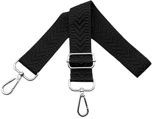 Taschengurte zum Wechseln Verstellbarer Schultergurt für Taschen, Breit 3.8 cm Schulterriemen mit Silber Karabiner Gurt für Damen Handtasche, Crossbody, Schwarz, U1