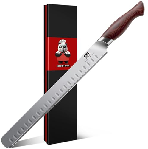 SHAN ZU Carving Knife 11.6 inch, Japanese Brisket Knife for Meat Cutting & Slicing, Butcher Knives with 10Cr15Mov High Carbon Stainless Steel Sharp Blade & Ergonomic Pakkawood Handle - Okinawa Series