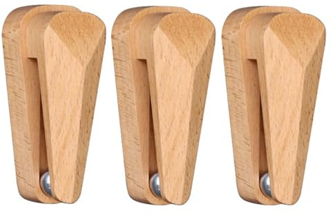 ZPSHYD 4 Stück Selbstklebende Buchenholz Handtuchklammern, Multifunktional Ohne Bohren Wandhalterung Handtuchhalter mit Schwerkraft Kohlenstoffstahl Kugel für Küche und Schlafzimmer