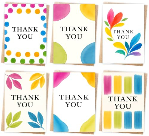 18 Thank You Cards Multipack with Envelopes - Floral Design Blank Inside for Teacher, Wedding, Kids, Christmas Fully recyclable - Made in the UK