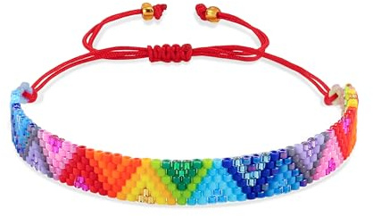 Bracelet Surfeur Arc-En-Ciel RéGlable Fait Main En Perles De Rocaille Pour Femme, Cadeau Surprise