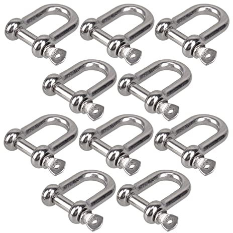 Schäkel, Edelstahlschäkel, kleiner Schäkel, 10 Stück 5 Stück D-Typ M8-Schäkel, kurzer Absatz, Takelage, Edelstahl 304, Schäkelhaken, Boots-Takelage-Hardware(5pcs)