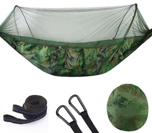 Hamaca De Exterior, Hamaca con Mosquitera, Hamaca Doble 290x140cm, Hamaca Portátil para Camping, Hamaca De Nailon Antimosquitos