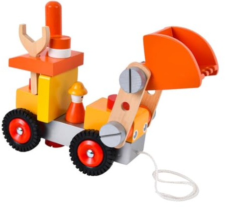 HONITANO Spielzeug Bagger Junge Mädchen Engineering Fahrzeug Holzspielzeug Kinderbaggermodell