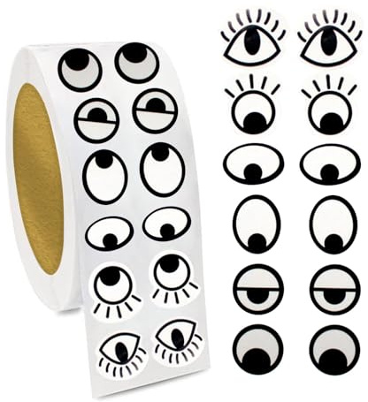 Happium svarta vita ögon klistermärken etiketter 2 000 st per rulle googly eyes självhäftande, skala av och klistra fast