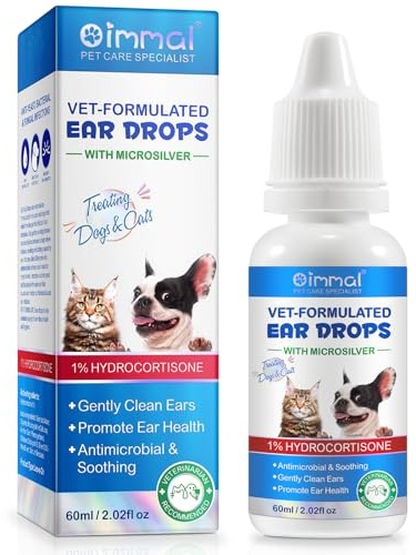 Cat & Dog Ear Cleaner Solution, Dog Ear Drops for Infection Antibiotics, Ear Disinfection, Kills bacteria, Stops Odours, Scratching & Discomfort, Anti-fungal (Yeast), Veterinary-grade, for Dogs, Cats