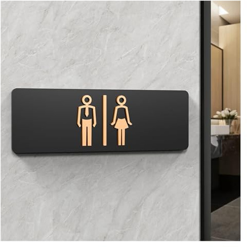 Plaque Wc Signalisation des toilettes for hommes et femmes, panneaux de salle bains, WC, Guide publiques, hôtel à gauche droite, panneau d'invite en acrylique for pour le Mur(3,30x10cm)