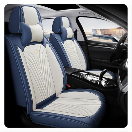 2 Stück Auto-Sitzbezug, für Hyundai Tucson 2025/ Kona SX2 EV/Ioniq 6/ Sante Fe 2024 2025 Abnehmbarer Sitzbezug Leder verschleißfest und staubdicht, C Blue