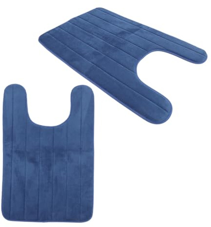 TOKIDNY 2 pezzi Tappetino U per Wc in Corallo Morbido Assorbente e Antiscivolo con Base Tappeto da Bagno Contornato per Anziani e Dimensioni