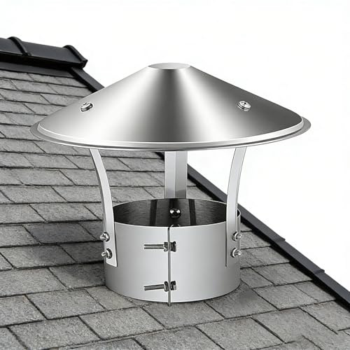 Cappello da Pioggia Canna Fumaria, Copertura per Camino in Acciaio Inox 90 100 110 125 130mm, Regolabile Tappo per Camino Cappucci di Sfiato per Tetto Condotti di Stufe E Caminetti(160mm)