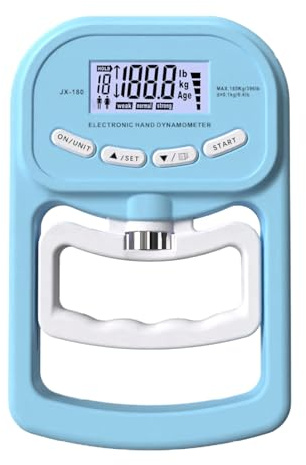 Testeur de force de préhension – Dynamomètre numérique en polypropylène de 19,6 cm, mesure de capacité de 179,6 kg, outil électrique rechargeable par USB | Appareil de mesure de force de l'avant-bras