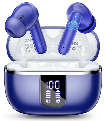 Ecouteurs Bluetooth sans Fil, Écouteurs Bluetooth 5.4 avec Stéréo 3D HiFi, 4 ENC Appel Réduction Antibruit Mic, 46H Récréation Ecouteurs sans Fil avec Écran LED, IPX7 Écouteurs sans Fil iOS Android