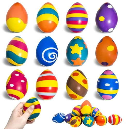 Ostereier Stressball Hillylolly Antistressball Erwachsene Kinder, Antistressball, Knetball Knautschball, Stressball für Kinder Erwachsene, Anti Stress Bälle, Ostern Party Geschenke Deko (Gelb)