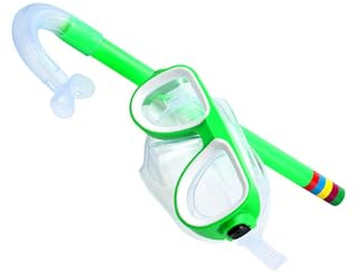 wisoolkic Snorkelset för barn för åldrarna 3-7 dykmask och snorkelutrustning ger vidsträckt undervattensvy för pojkar och flickor Snorkelset för barn för åldrarna 3-7, Grön, 35x15x6 cm