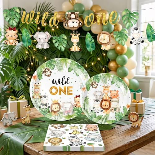 JeVenis accessoires safari jungle anniversaire assiettes animaux serviettes