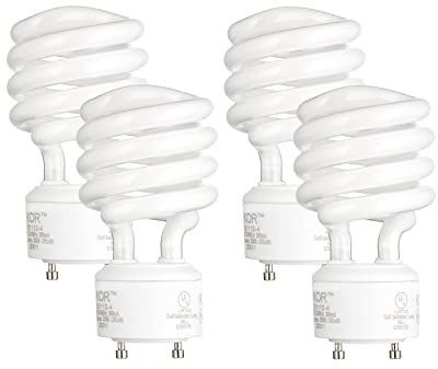 KOR (Pack of 4) 23 Watt Mini Spiral - GU24 Base - (100W Equivalent) - T2 Mini-Twist - CFL Light Bulb (Neutral White (3500K))