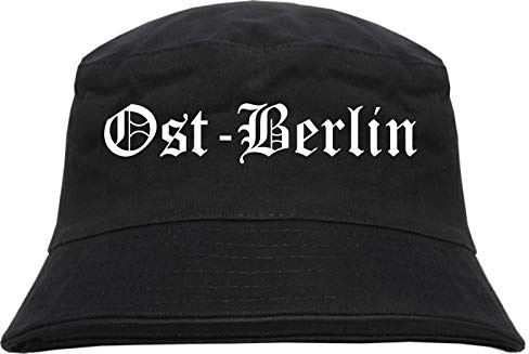 Ost-Berlin Fischerhut - Altdeutsch - Bedruckt - Bucket Hat Anglerhut Hut Schwarz S/M