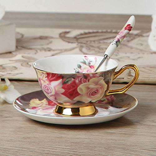 Juego de platillo de cuchara de taza de café de porcelana de hueso, taza de té de la tarde inglesa, vajilla de café, taza y platillo de porcelana de 170 ml para café-norte