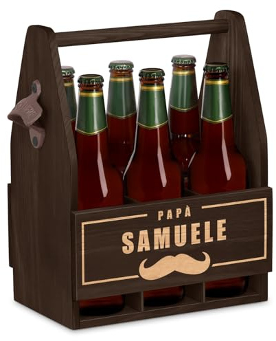 Maverton Cassetta Porta Birre in Legno, Portabottiglie Personalizzato | 6 Bottiglie Standard, Idea Regalo Uomo Compleanno, Perfetto per ogni Amante della Buona Birra