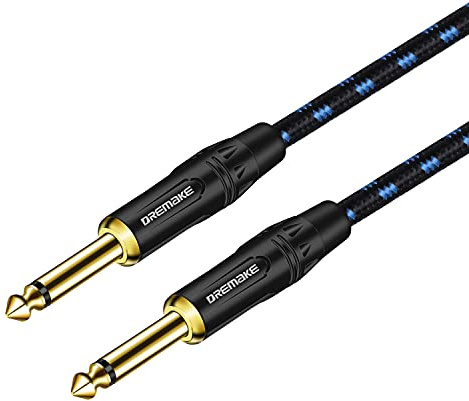DREMAKE 10FT 6.35mm Male to 6.35mm Male TS 1/4 Inch to 1/4 Inch Guitar Cable for Electric Guitar, Bass, E-Piano, Keyboard, Speaker