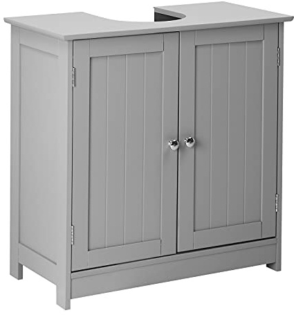 VINGLI Under Sink Bathroom Cabinet Pedestal Sink Free Standing Storage Cabinet Organizer with with 2 Doors Adjustable Shelf Modern Grey Small Bath Sink Cabinet Space Saver 23.6 x 11.8x 23.6