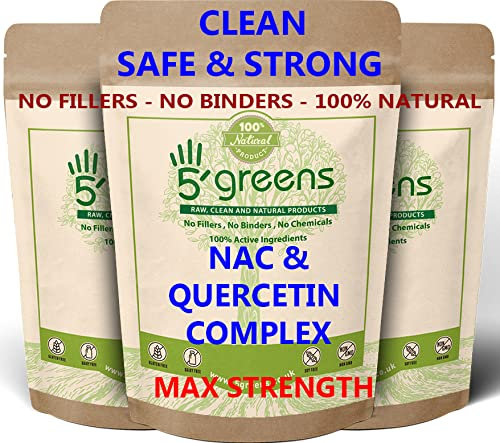 NAC N-Acetyl-Cysteine & Quercetin VIT C Complex 1600mg High Strength Per Serving – 120 Vegan Friendly Capsules-, No Fillers or Binders Nac Quercetin VIT C Complex