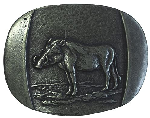 BELTINGER Gürtelschnalle Warzenschwein 4,0 cm | Buckle Wechselschließe Gürtelschließe 40mm Massiv | für Jagd-Outfit | Altsilber