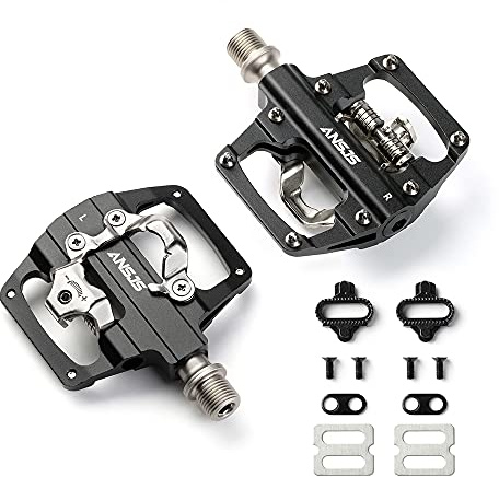 MTB Mountain Bike Pedals Dual Function/Sided Platform Compatible with SPD Clipless Pedal 3 Sealed Bearings Lightweight Aluminum 9/16″ Bicycle Pedals with Cleats for Road（M213）