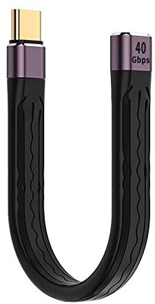 NFHK 13cm USB4 Extension Cable Slim Flat Male to Female 40Gbps with 100W Charging and 8K@60Hz Compatible with Thunderbolt3/4