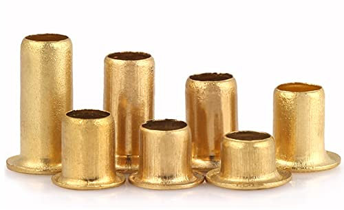 100 Stück Messing Hohlnieten Kupfer Ösennagel M4 x 7 mm zum Verbinden von Metall oder DIY usw.