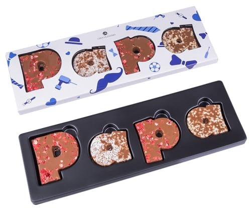 CHOCOLISSIMO - Papa Geschenk - Schokolade Geschenk für Vater - zum Vatertag, Geburtstag, Weihnachten - Buchstaben aus Vollmilchschokolade - Süßes Geburtstagsgeschenk, Dankeschön Geschenkidee
